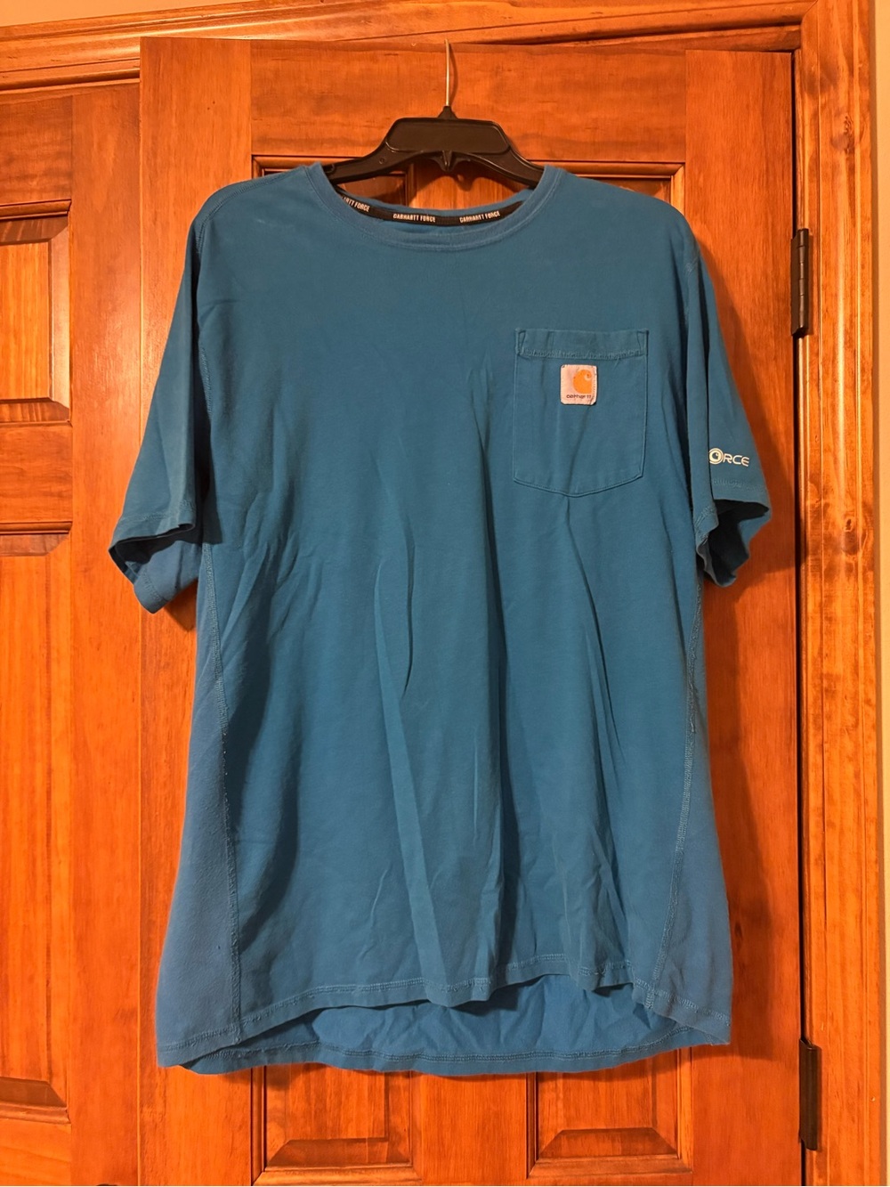 Carhartt Force Teal Short-Sleeve Pocket Tee in Relaxed Fit